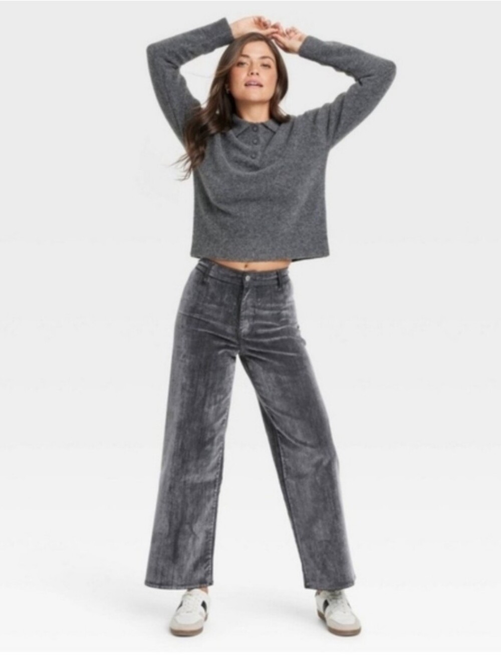 Universal Thread Women's High-Rise Sailor Wide Leg Pants Gray Sz 12 R